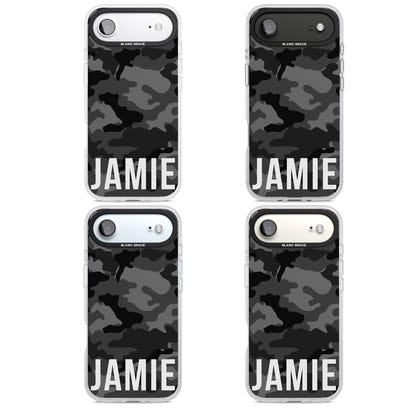 Personalisierter Name im schwarzen Camouflage-Muster (horizontal)