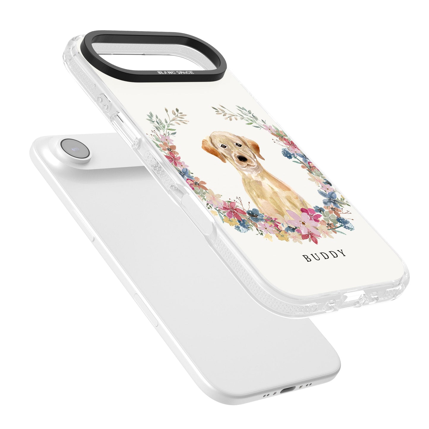 Portrait floral personnalisé d'un Labrador Retriever jaune