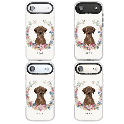 Personalised Chocolate Labrador Floral Portrait