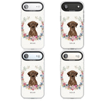 Personalised Chocolate Labrador Floral Portrait