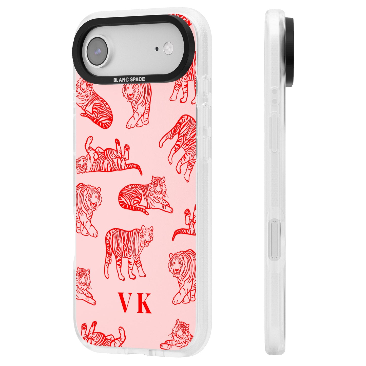 Personalised Red Tiger Outlines On Pink