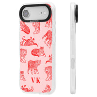 Personalised Red Tiger Outlines On Pink