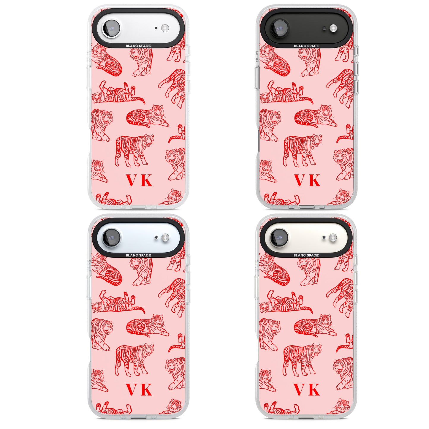 Personalised Red Tiger Outlines On Pink