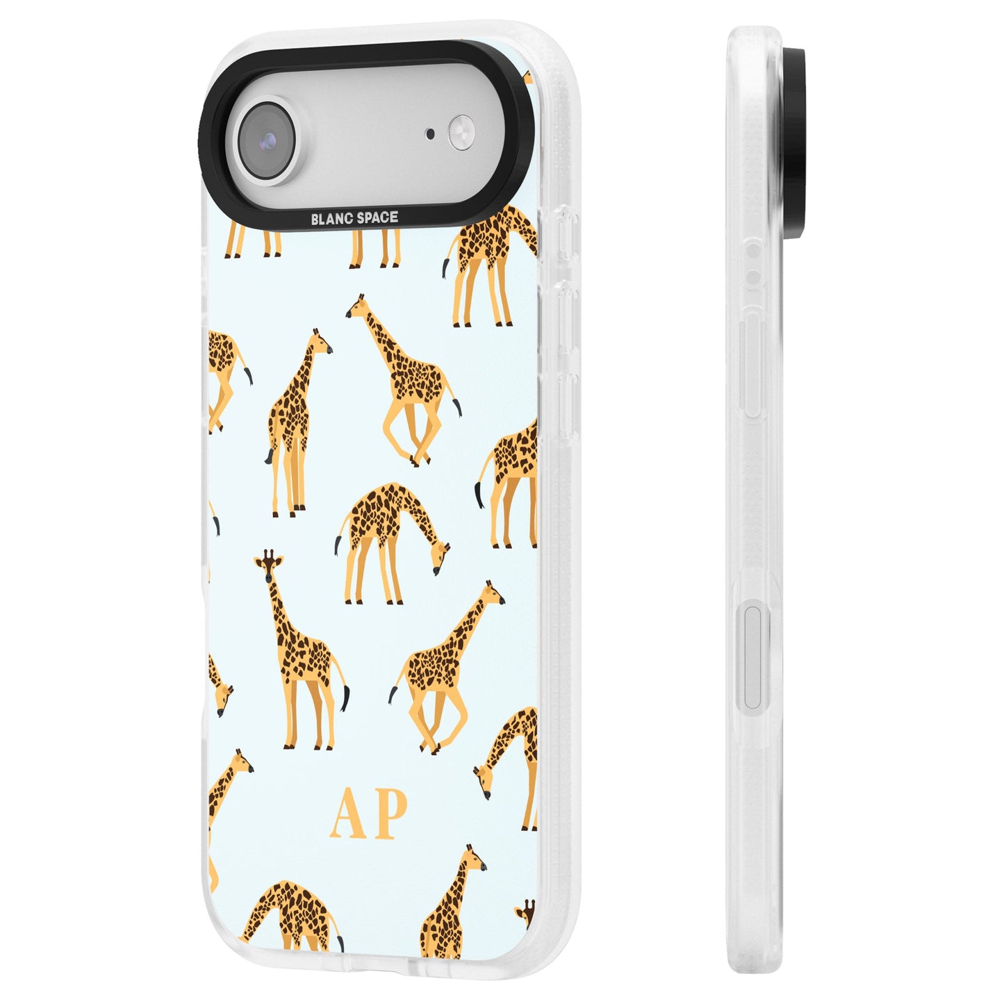 Personalisiertes Safari-Giraffenmuster auf Blau