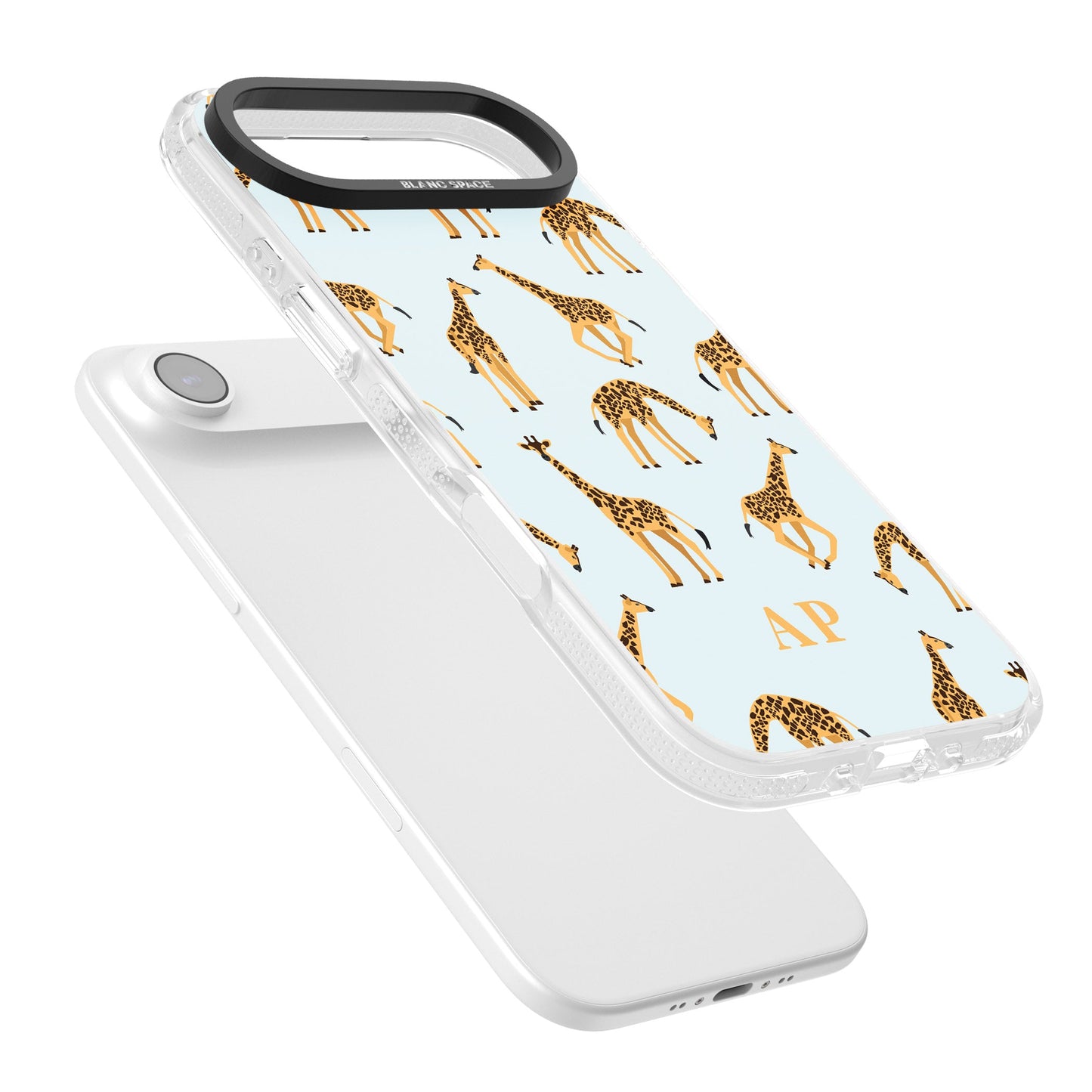 Personalisiertes Safari-Giraffenmuster auf Blau