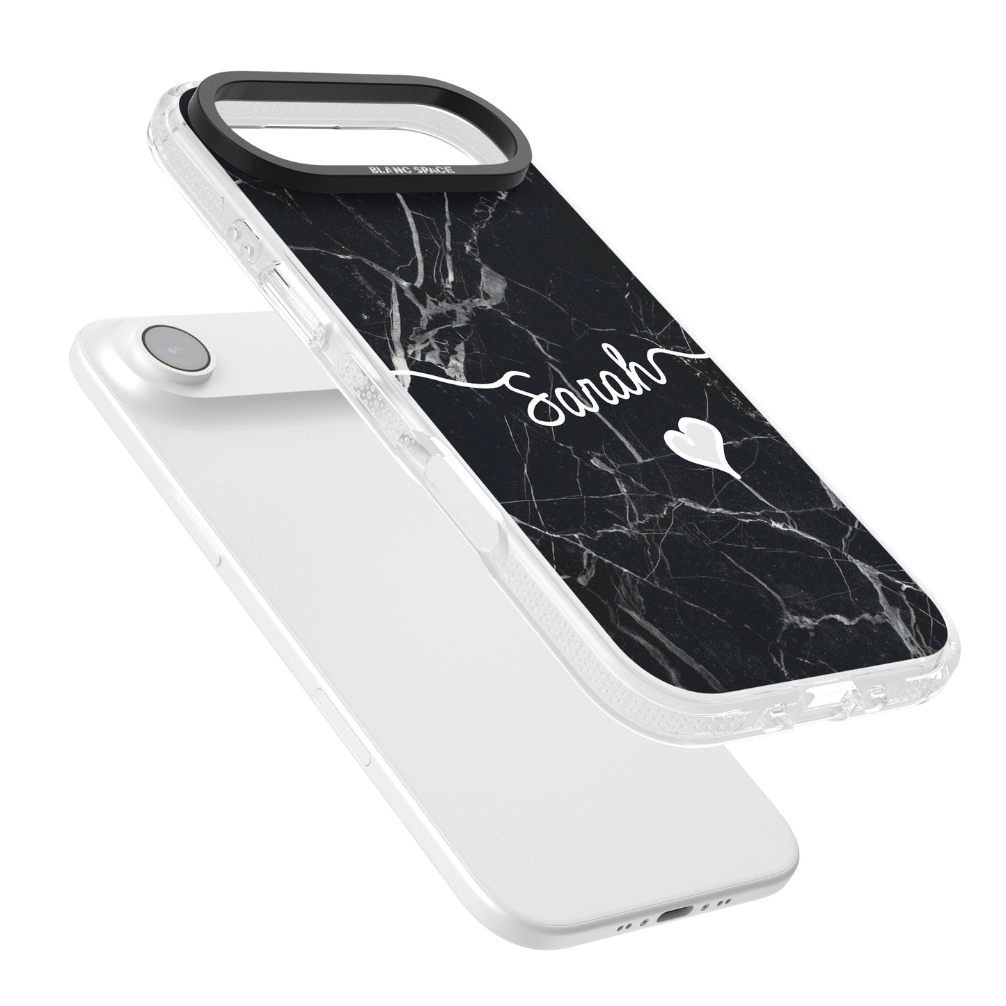 Personalised Black Marble Heart