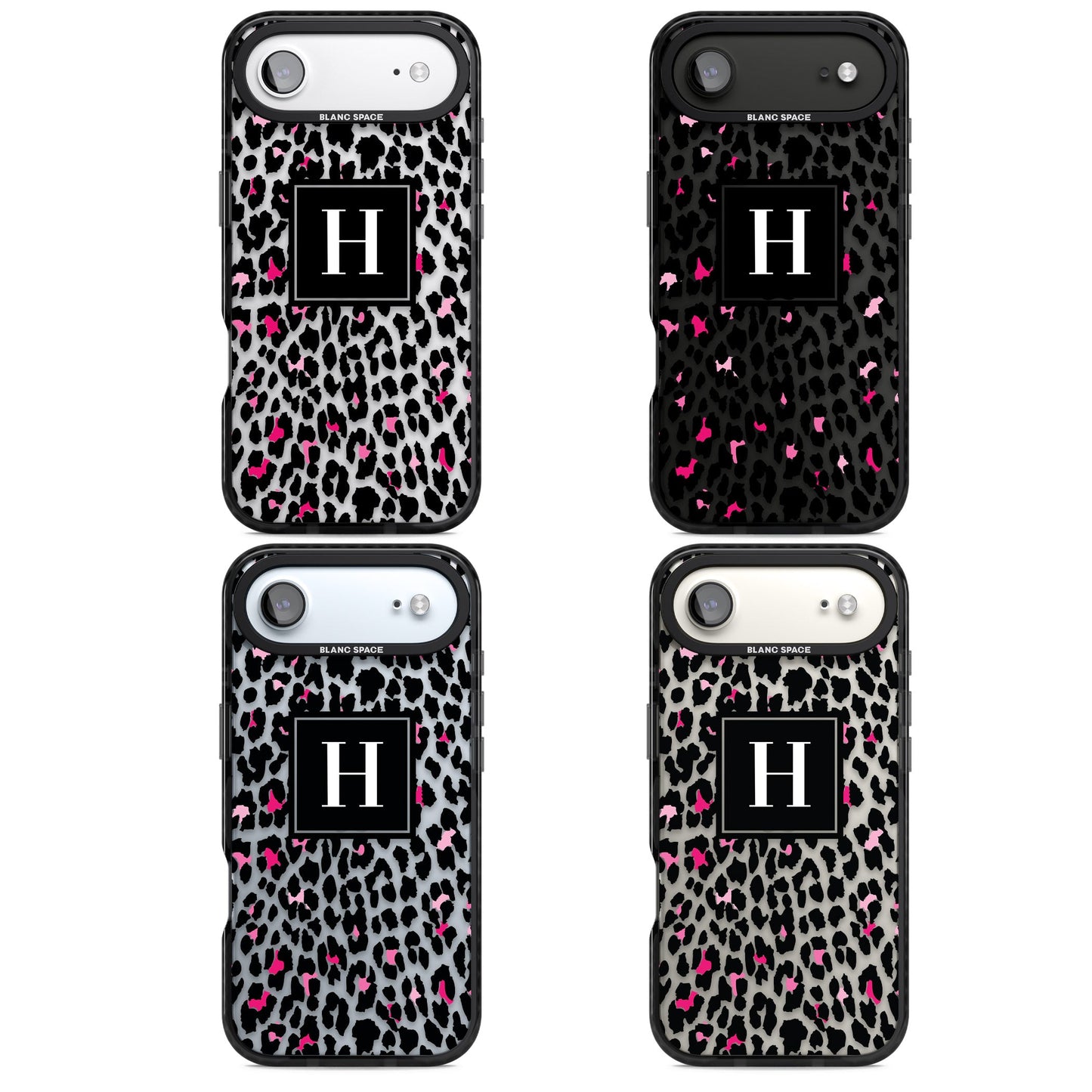 Personalised Clear Pink Leopard Monogram