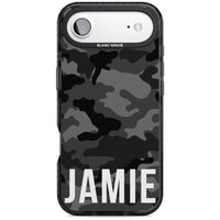 Personalisierter Name im schwarzen Camouflage-Muster (horizontal)