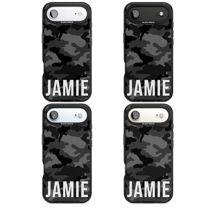 Personalisierter Name im schwarzen Camouflage-Muster (horizontal)