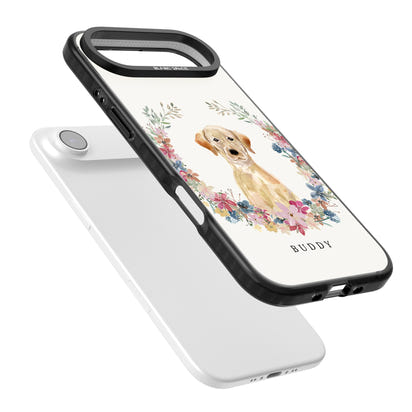 Portrait floral personnalisé d'un Labrador Retriever jaune