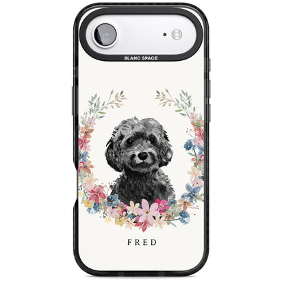Personalised Black Cockapoo Floral Portrait
