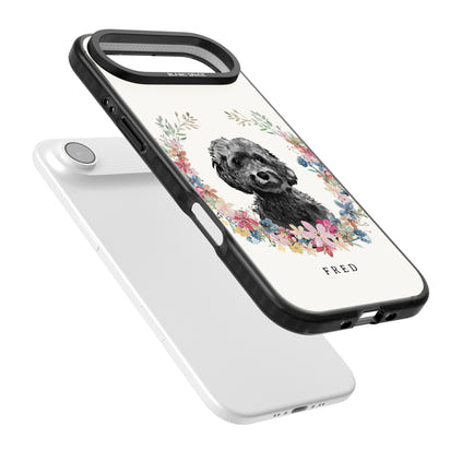 Personalised Black Cockapoo Floral Portrait