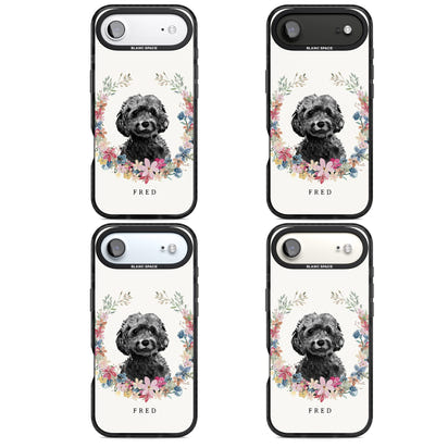 Personalised Black Cockapoo Floral Portrait