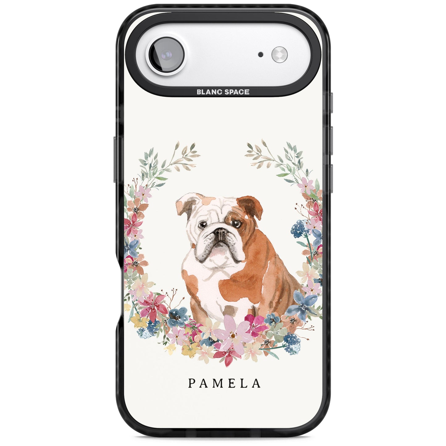 Personalised English Bulldog Floral Portrait