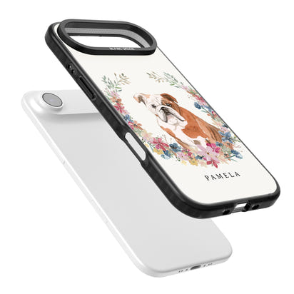 Personalised English Bulldog Floral Portrait