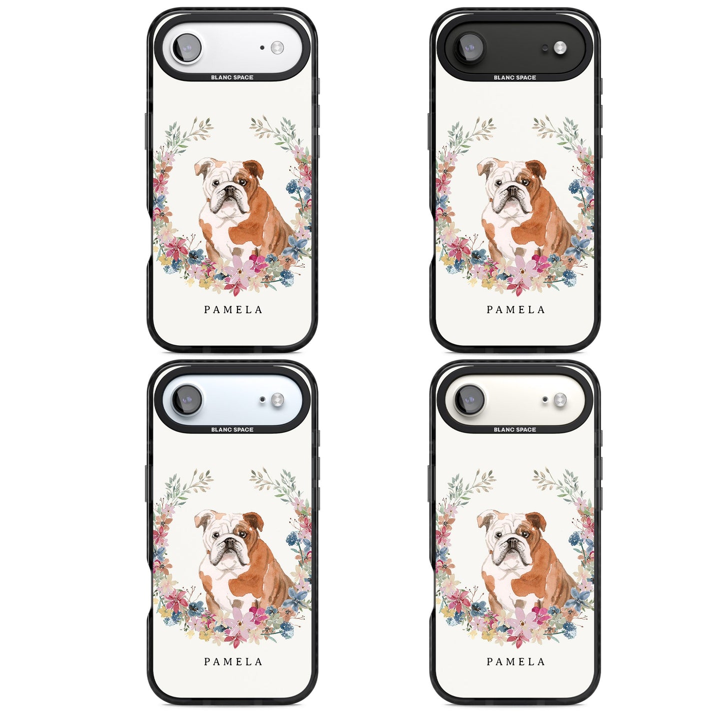 Personalised English Bulldog Floral Portrait