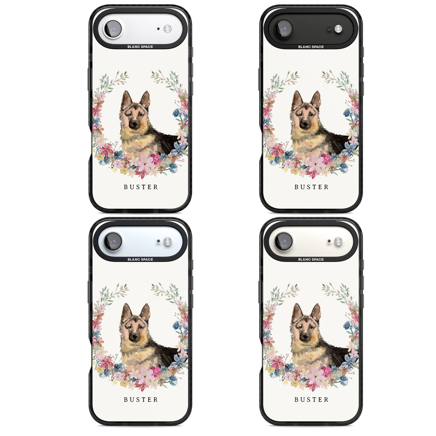 Personalised German Shepherd Floral Portrait