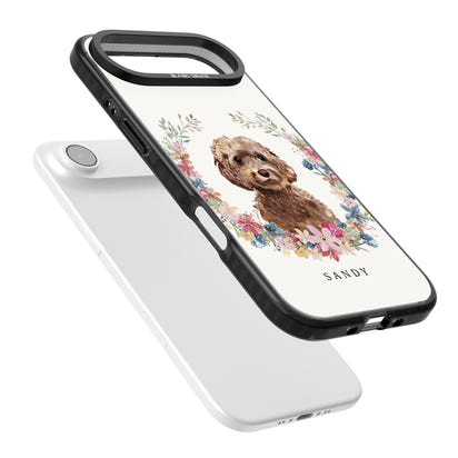 Personalised Brown Cockapoo Floral Portrait