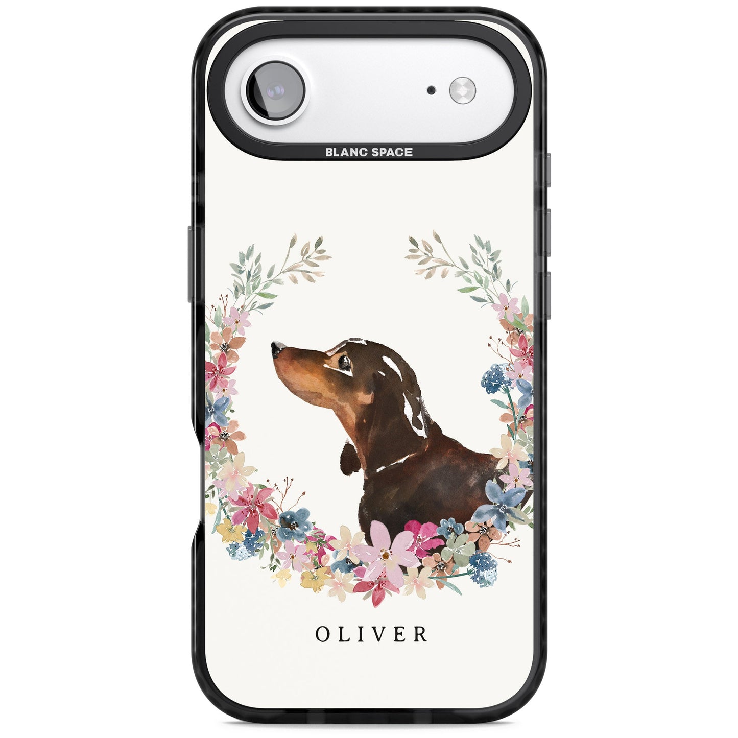 Personalised Black & Tan Dachshund Floral Portrait