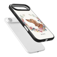 Personalised Tan Dachshund Floral Portrait