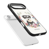 Personalised Watercolor Schnauzer Floral Portrait