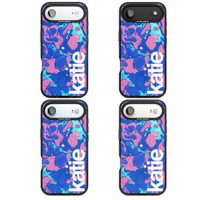 Personalisiertes marineblau-türkisfarbenes Marmor-Design