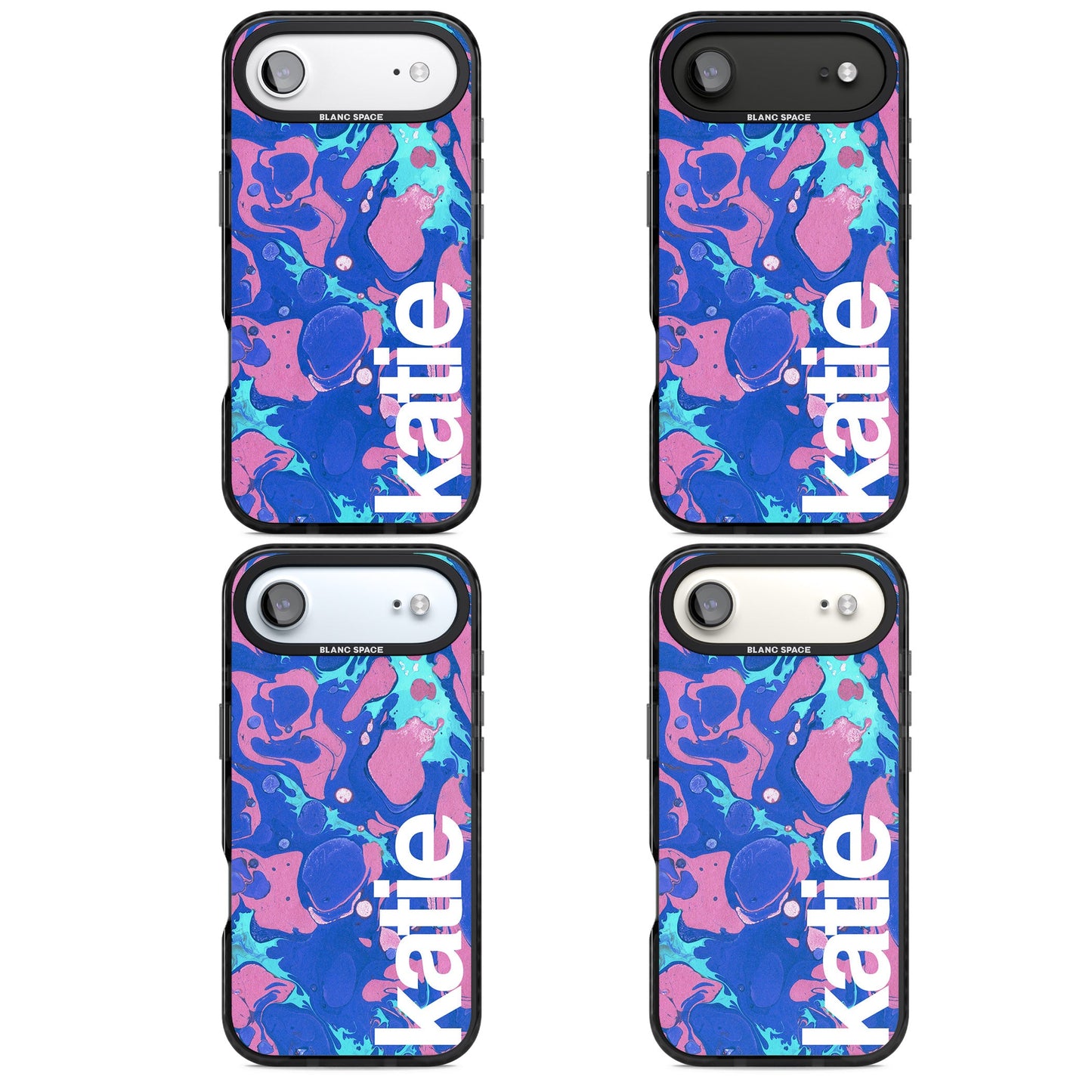 Personalisiertes marineblau-türkisfarbenes Marmor-Design