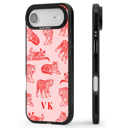 Personalised Red Tiger Outlines On Pink