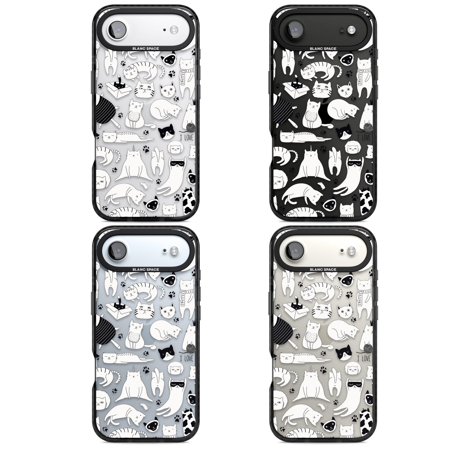 Cartoon Cat Collage Black & White