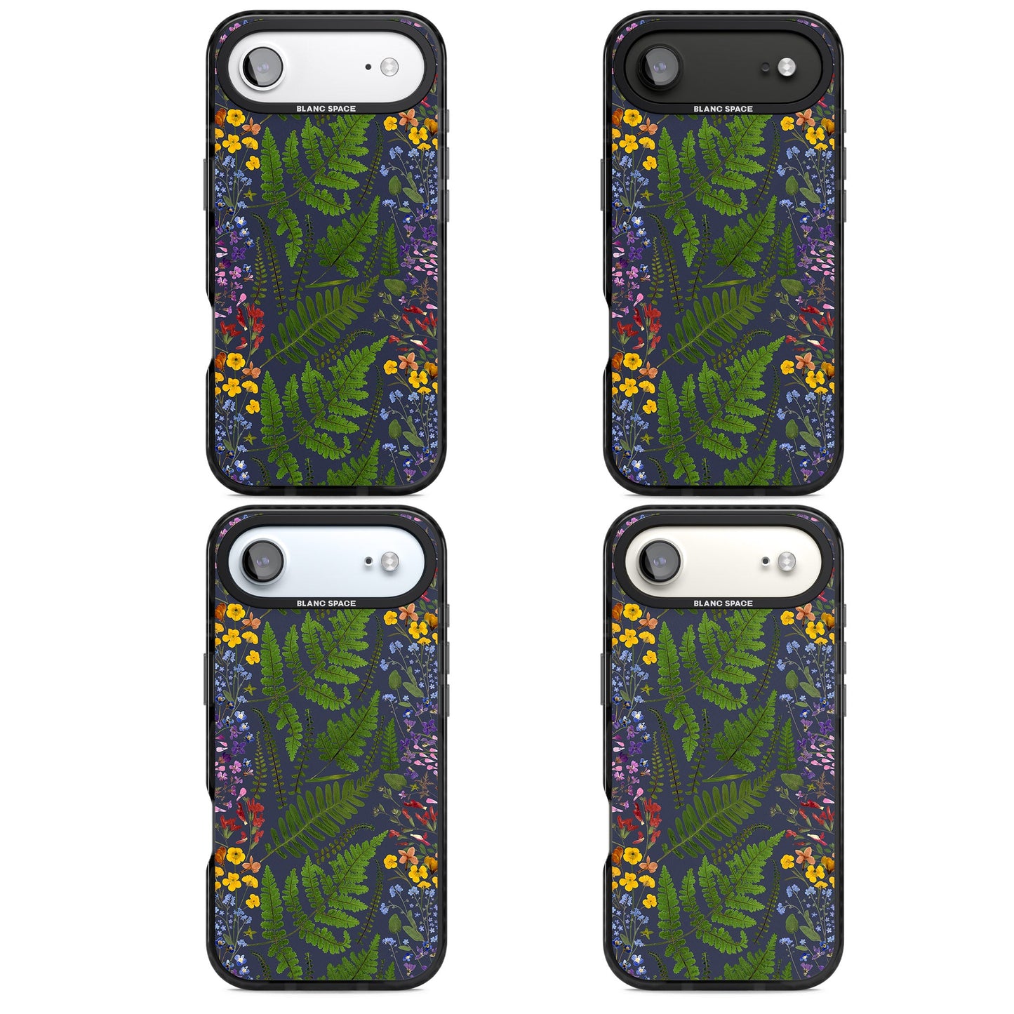Busy Floral And Fern Design Navy
