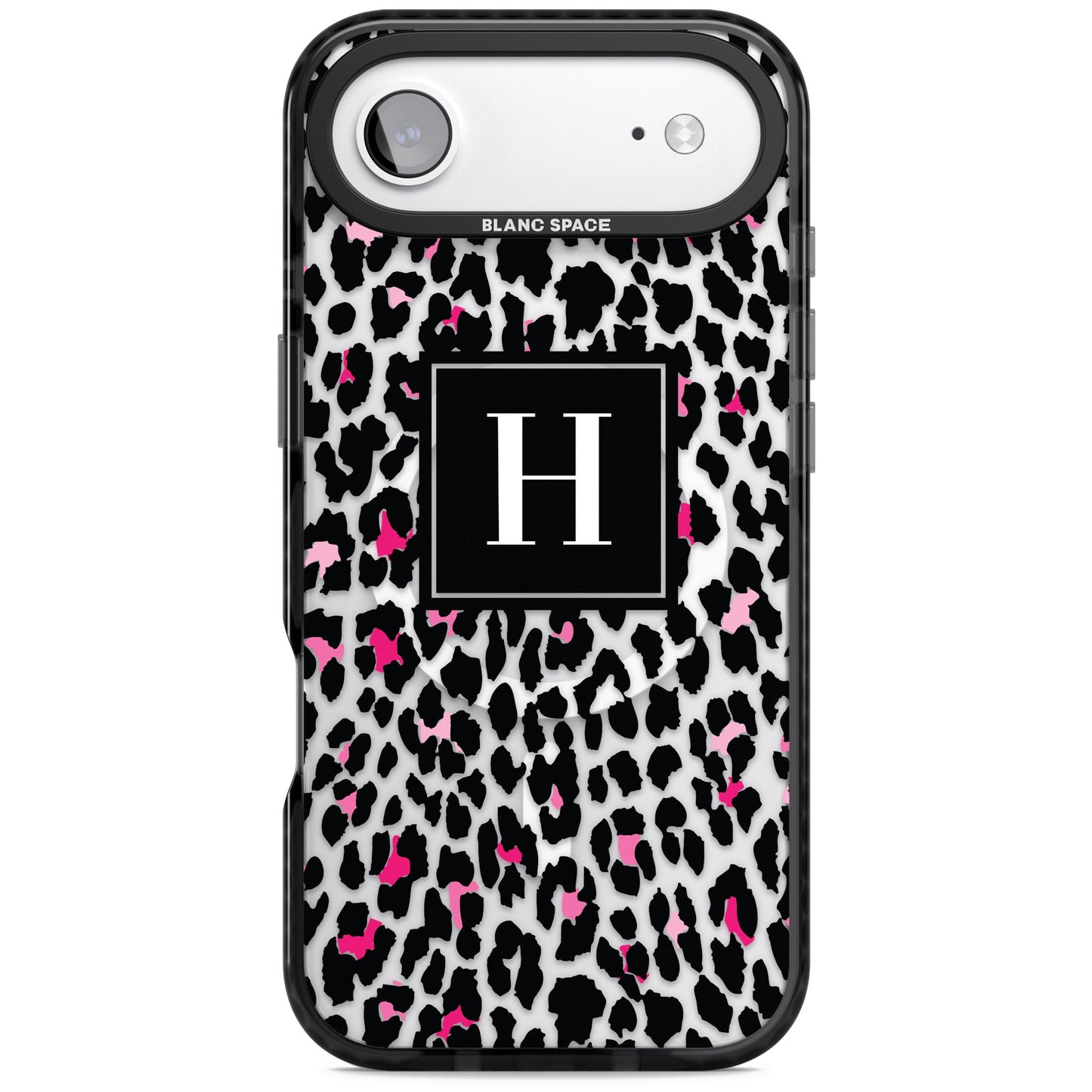 Personalised Clear Pink Leopard Monogram