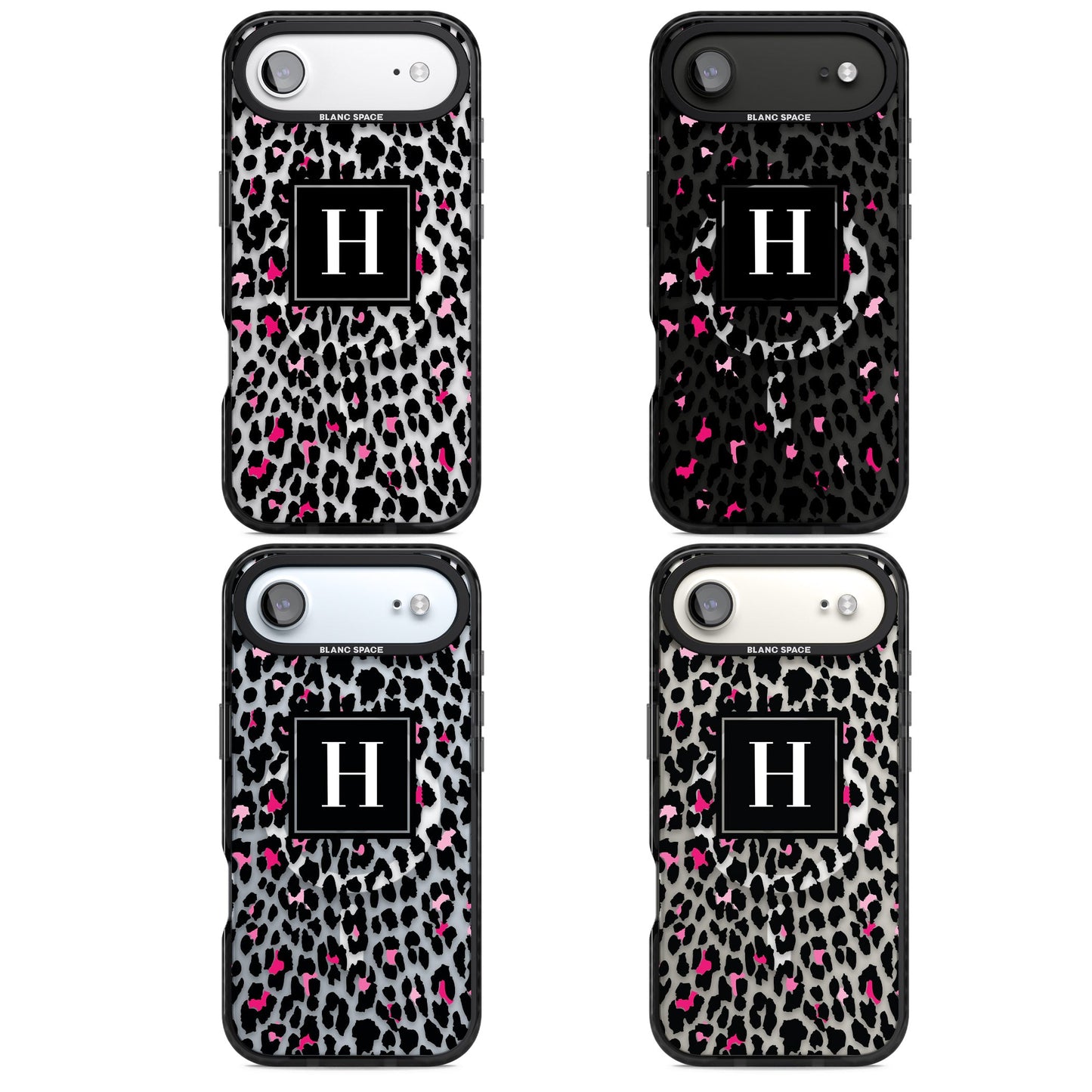 Personalised Clear Pink Leopard Monogram