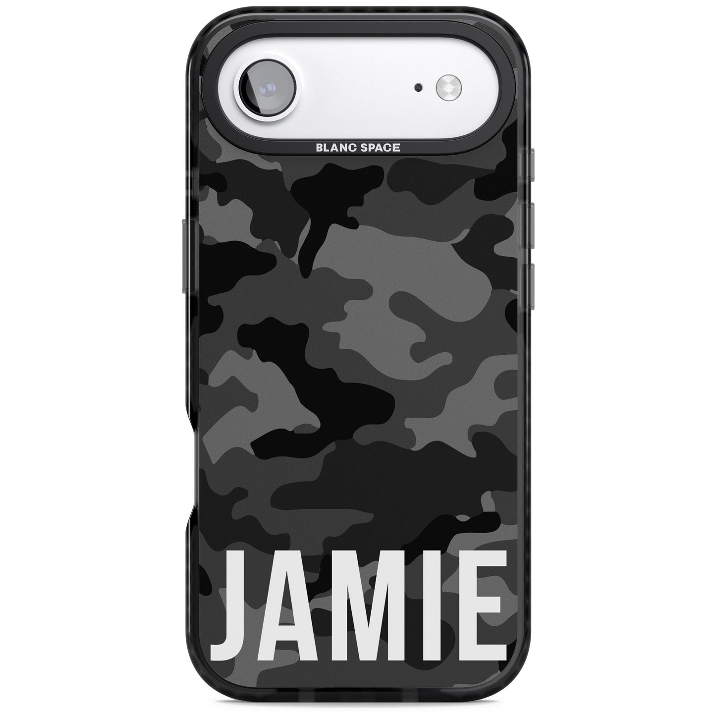 Personalisierter Name im schwarzen Camouflage-Muster (horizontal)