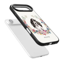 Personalisiertes Blumenporträt eines schwarzen Cocker Spaniels