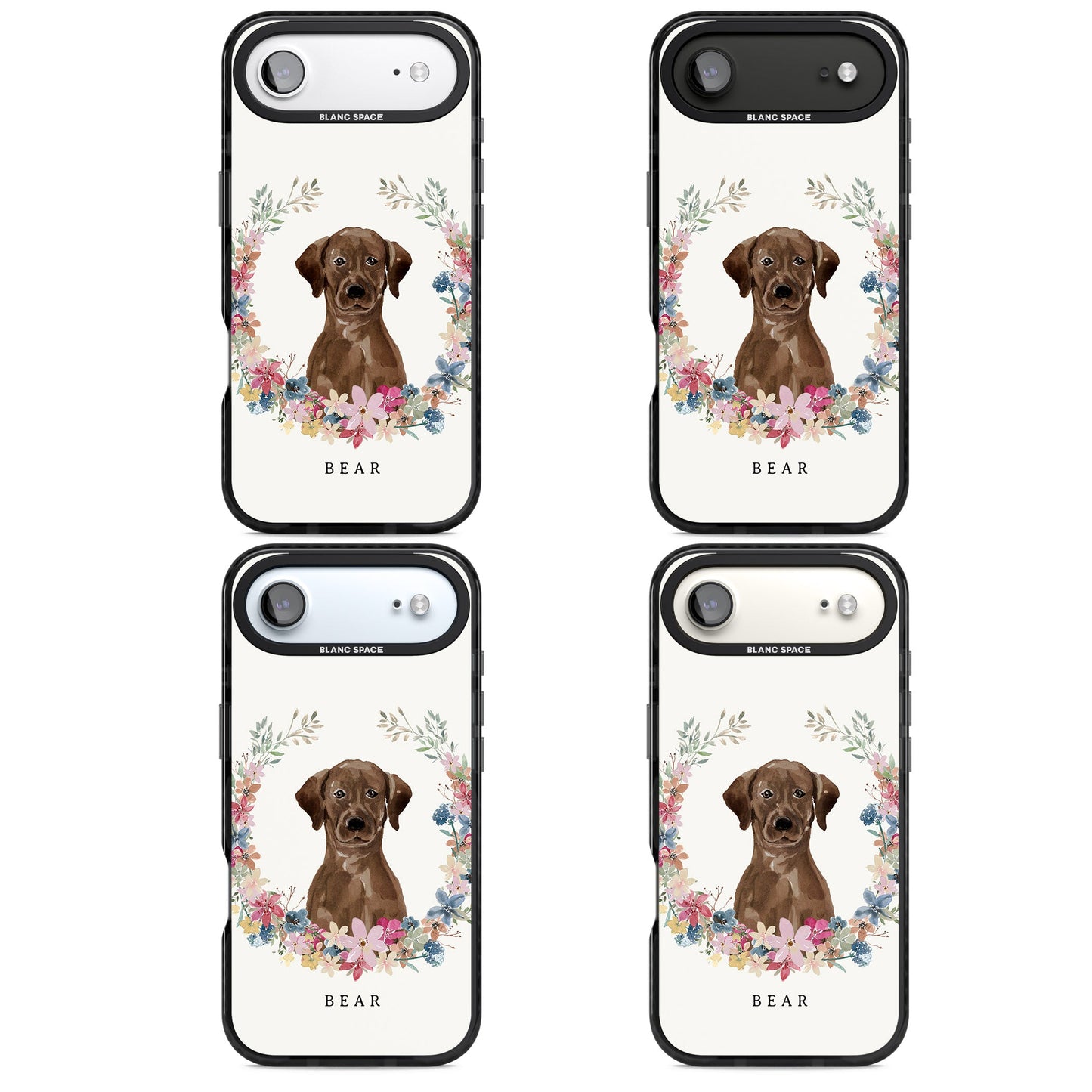Personalised Chocolate Labrador Floral Portrait