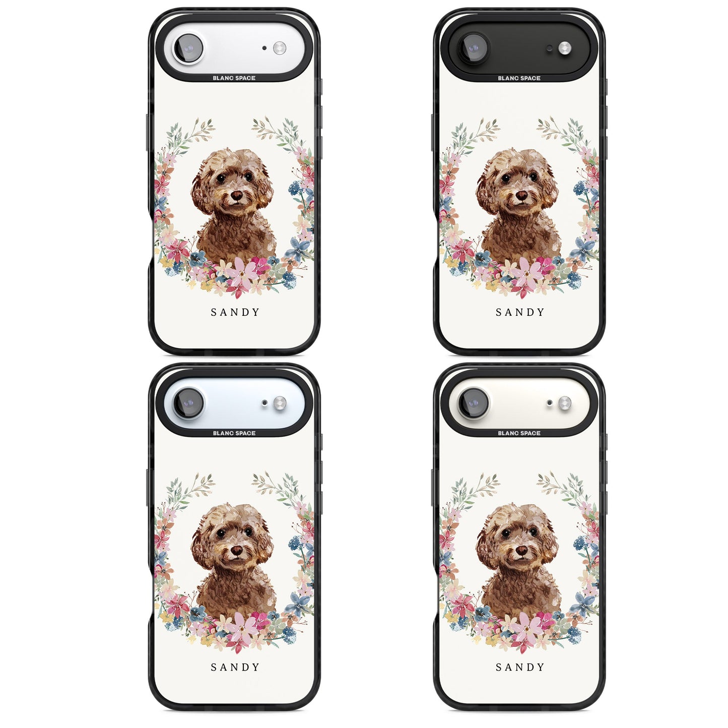 Personalised Brown Cockapoo Floral Portrait