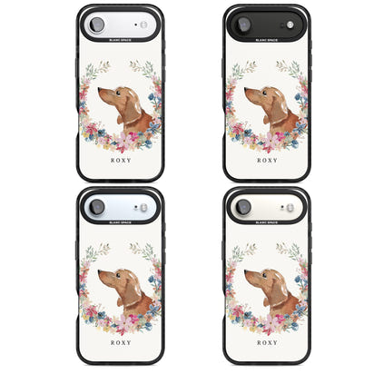Personalised Tan Dachshund Floral Portrait