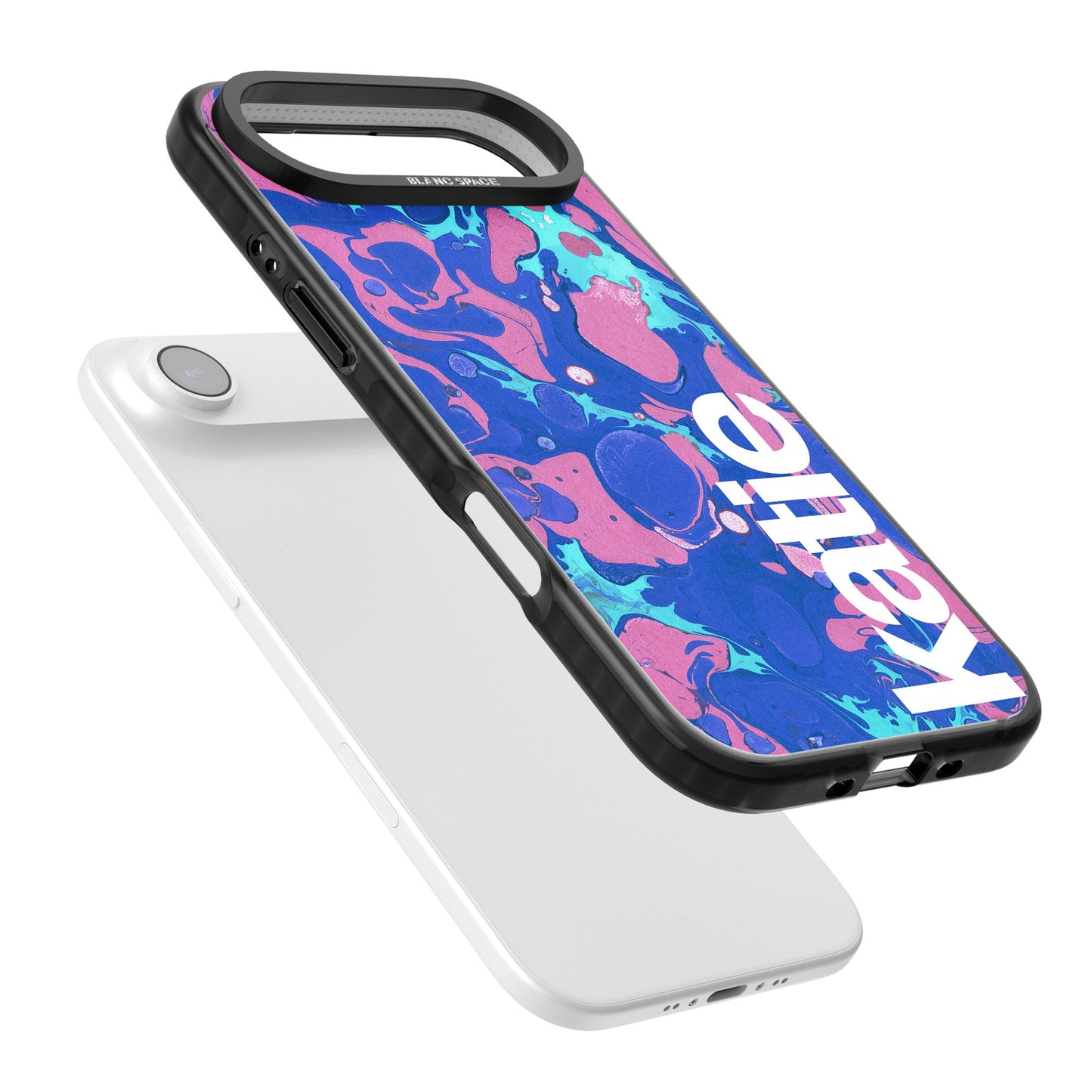 Personalisiertes marineblau-türkisfarbenes Marmor-Design