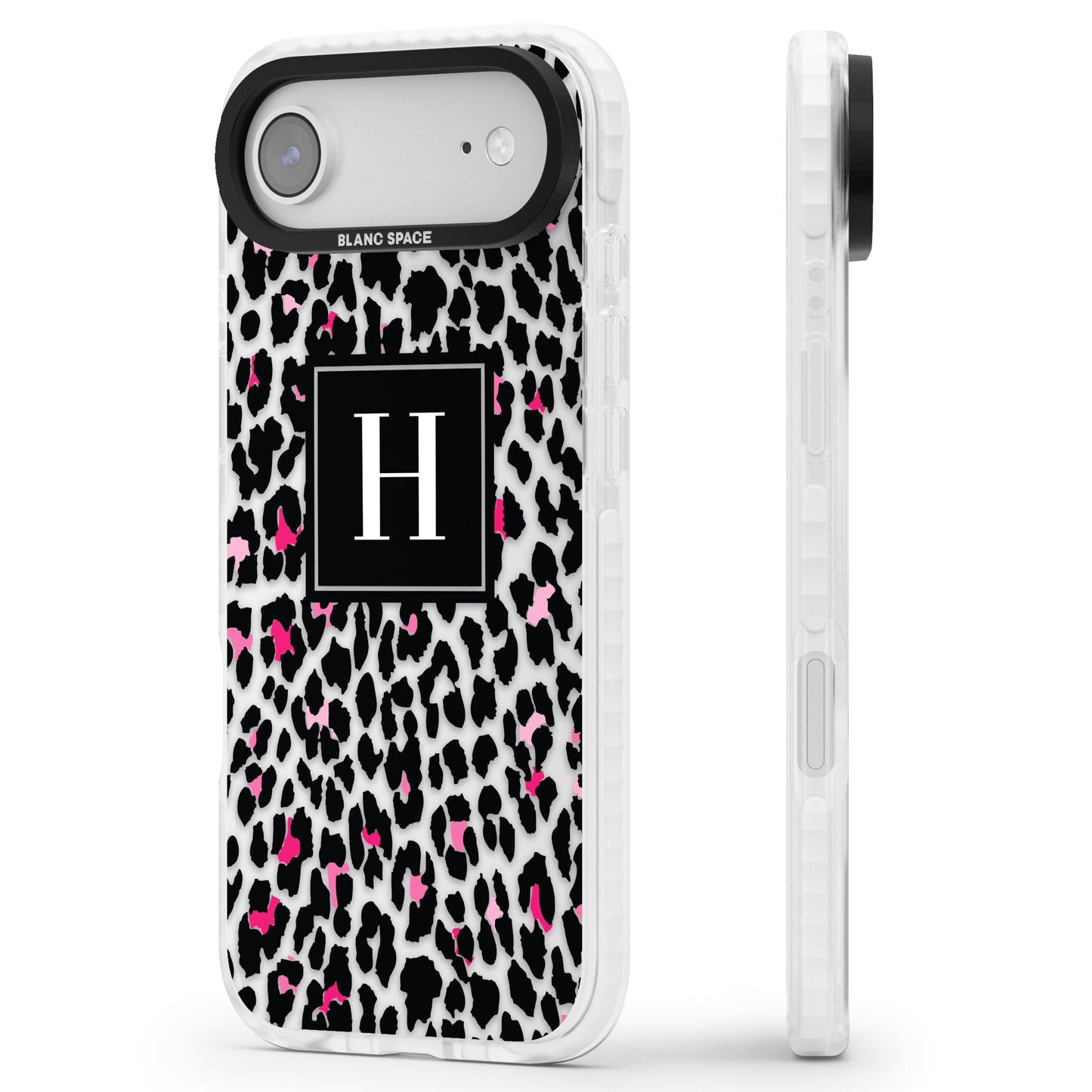 Personalised Clear Pink Leopard Monogram