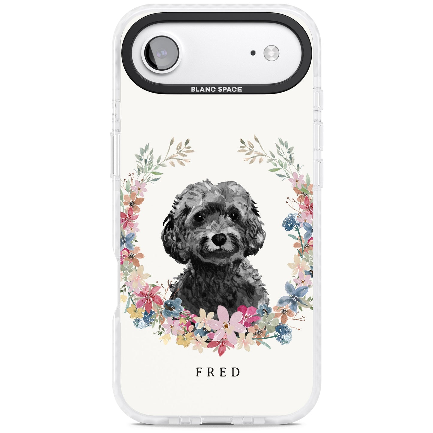 Personalised Black Cockapoo Floral Portrait