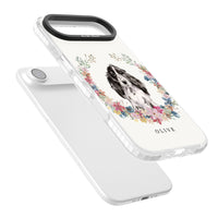 Personalisiertes Blumenporträt eines schwarzen Cocker Spaniels