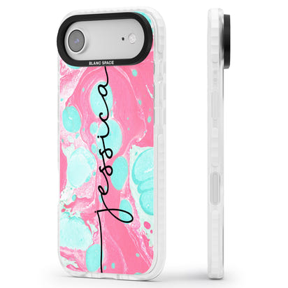 Personalised Turquoise & Pink Marbled