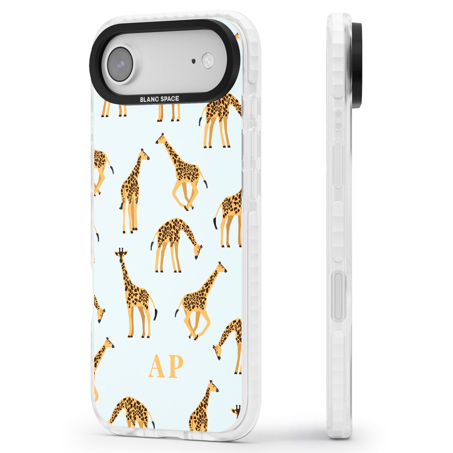 Personalisiertes Safari-Giraffenmuster auf Blau