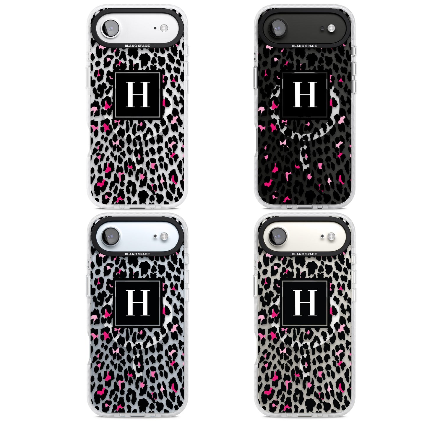 Personalised Clear Pink Leopard Monogram