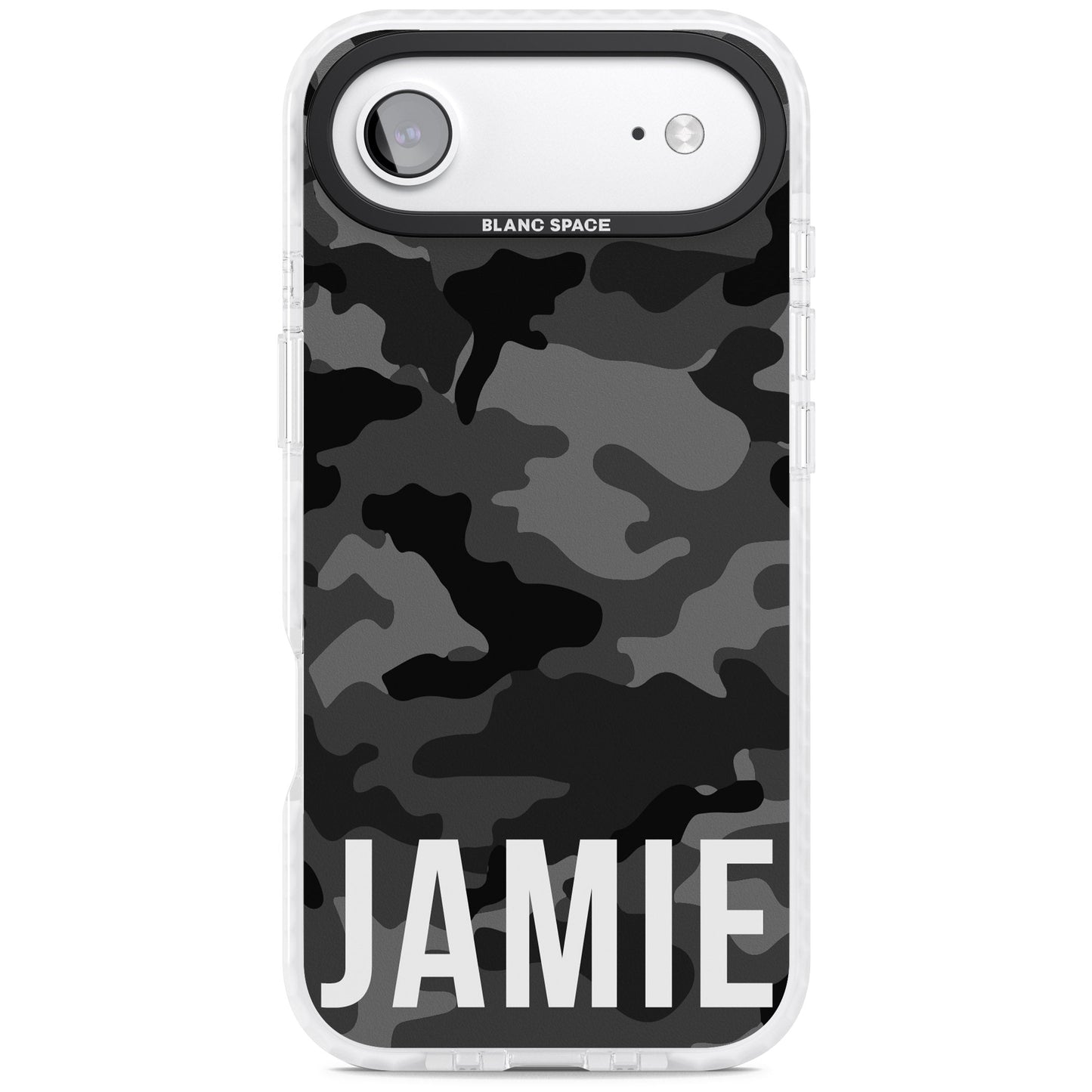 Personalisierter Name im schwarzen Camouflage-Muster (horizontal)