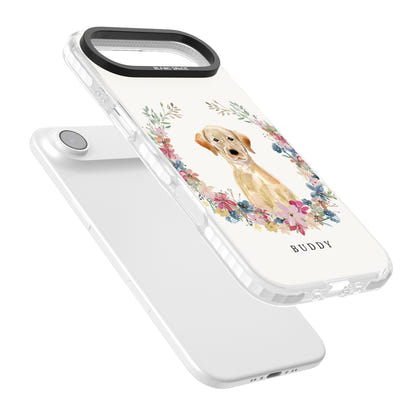 Portrait floral personnalisé d'un Labrador Retriever jaune