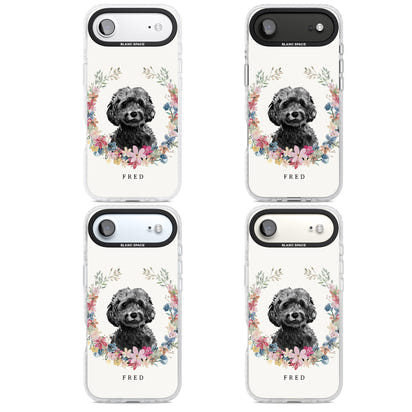 Personalised Black Cockapoo Floral Portrait