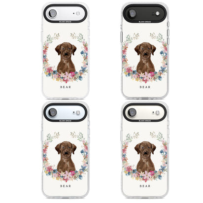 Personalised Chocolate Labrador Floral Portrait