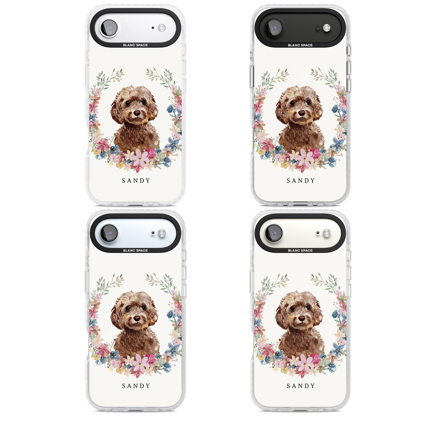 Personalised Brown Cockapoo Floral Portrait