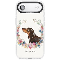 Personalised Black & Tan Dachshund Floral Portrait